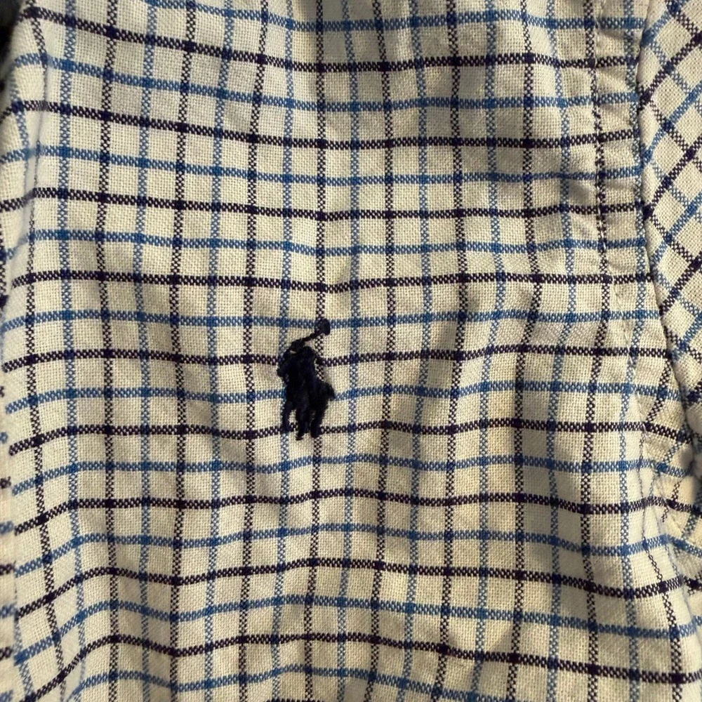 Ralph Lauren Button Down‎ Shirt White Blue 3T Check Preppy School Casual